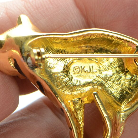 Vintage Kenneth Jay Lane KJL Enamel & Crystal Circus Tiger Pin Brooch - Picture 8 of 8